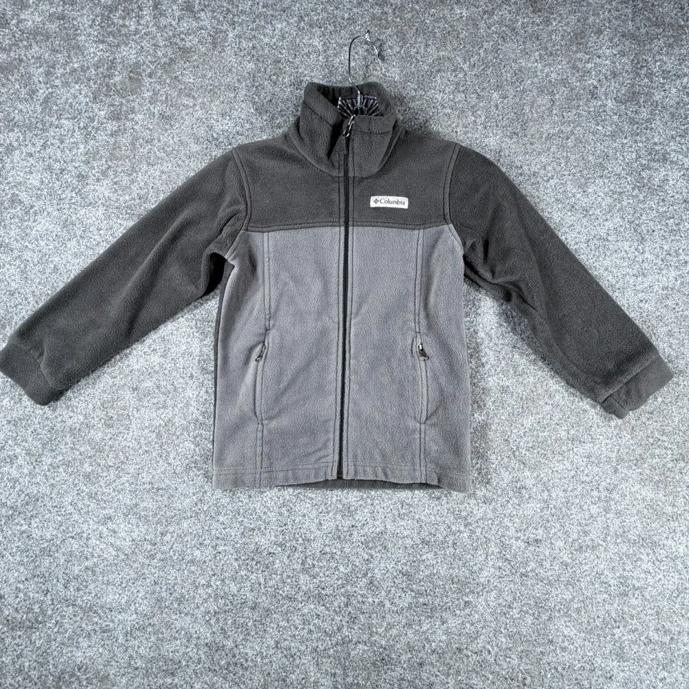 Columbia Steens Mountain II Fleece Jacket Boy's XS Gray Black Lightweight Zip Up